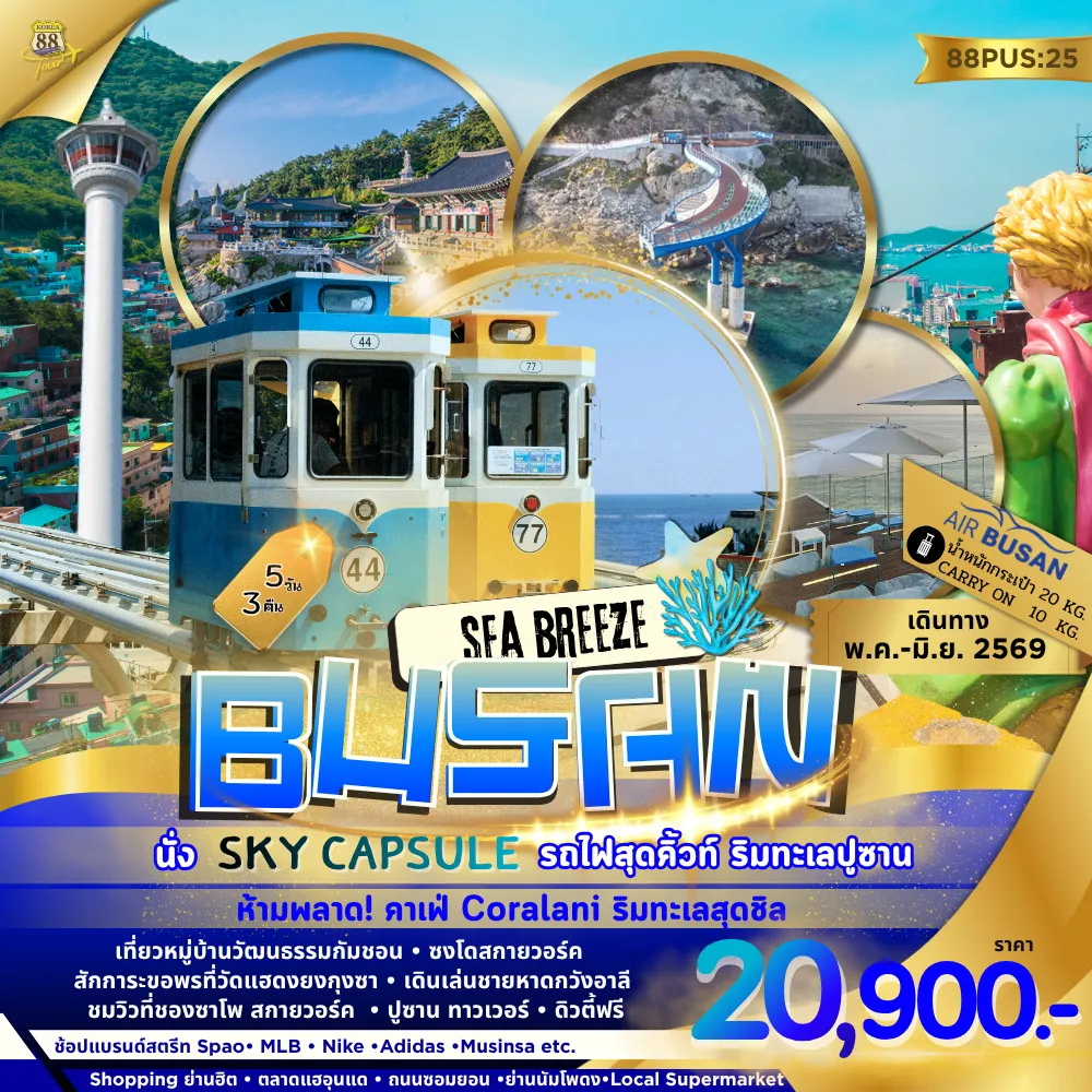 ทัวร์เกาหลี Busan Sea Breeze 5วัน 3คืน (BX)